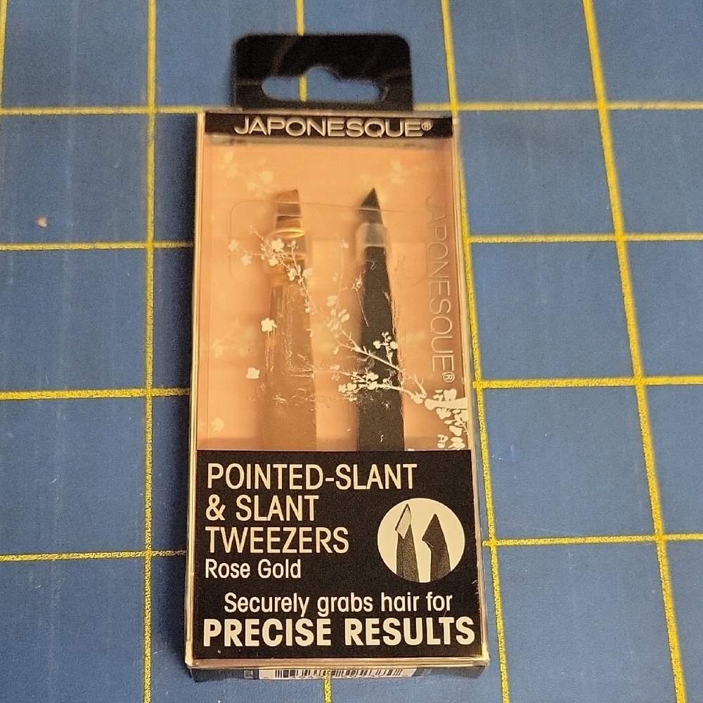 Japonesque Rose Gold Tweezers Set Of 2 New In Box